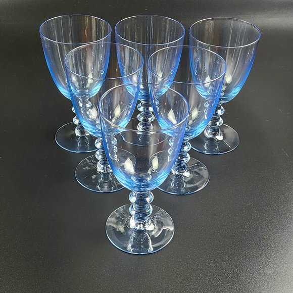 Dining Vintage Aqua Blue Wine Glasses Set Of 6 Poshmark